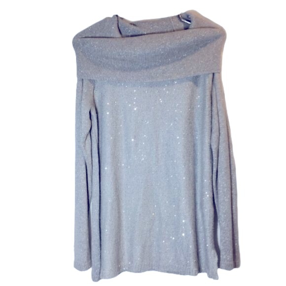 Jones of New York Size M Silver Shiny Sweater - Picture 2 of 3